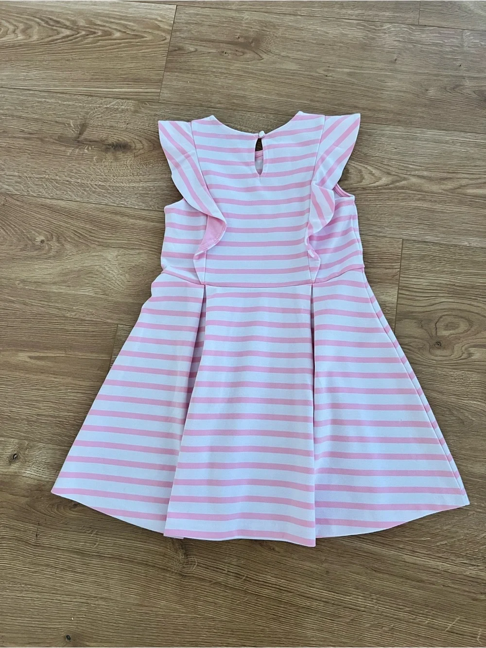 Polo Ralph Lauren Girls Pink and White Striped Flutter-Sleeve Dress Size 6X